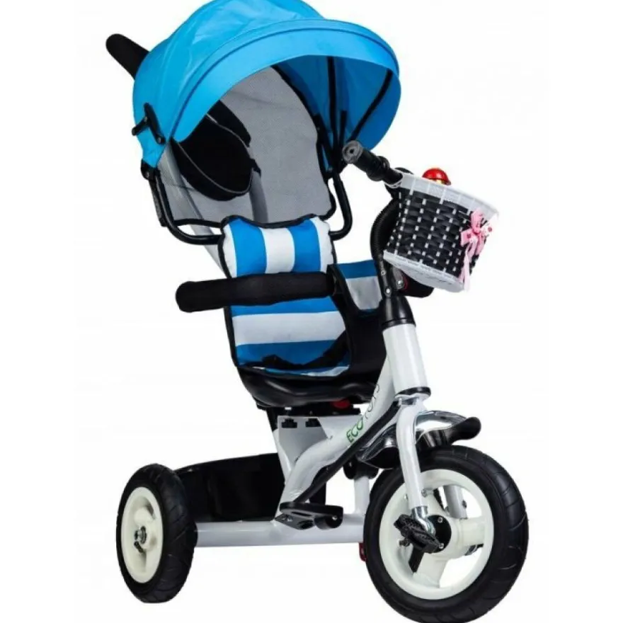 Ecotoys Dreirad mit Dach und Führungsstange blau