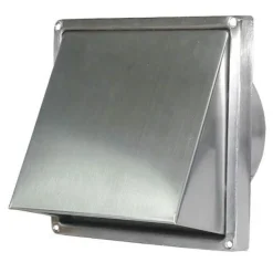 Edelstahl Ablufthaube mit Rückstauklappe 150x150-180x180mm Anschluss Ø100-150mm