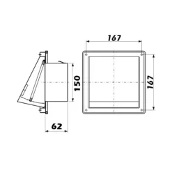 Edelstahl Ablufthaube mit Rückstauklappe 150x150-180x180mm Anschluss Ø100-150mm