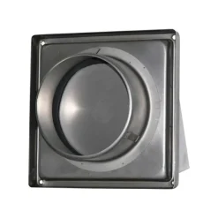 Edelstahl Ablufthaube mit Rückstauklappe 150x150-180x180mm Anschluss Ø100-150mm