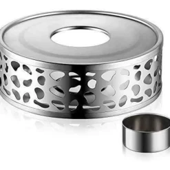 Edelstahl Stövchen Teewärmer Kaffeewärmer mit Teelichthalter-Silber