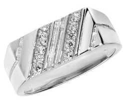 Edler 925 Sterling Silber Herren - Ring mit Zirkonia