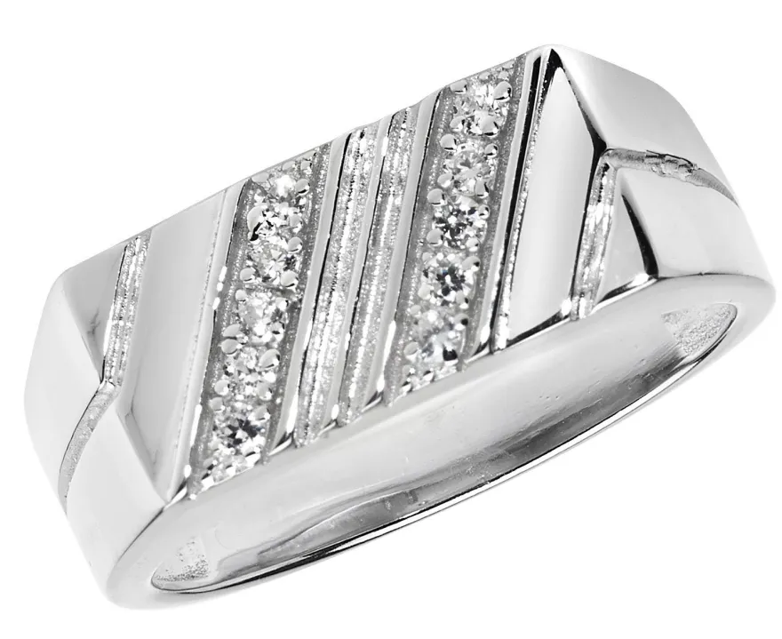 Edler 925 Sterling Silber Herren - Ring mit Zirkonia