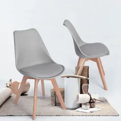 EGGREE 6er Set Esszimmerstühle, gepolstert mit Massivholz Buche Beinen, Retro