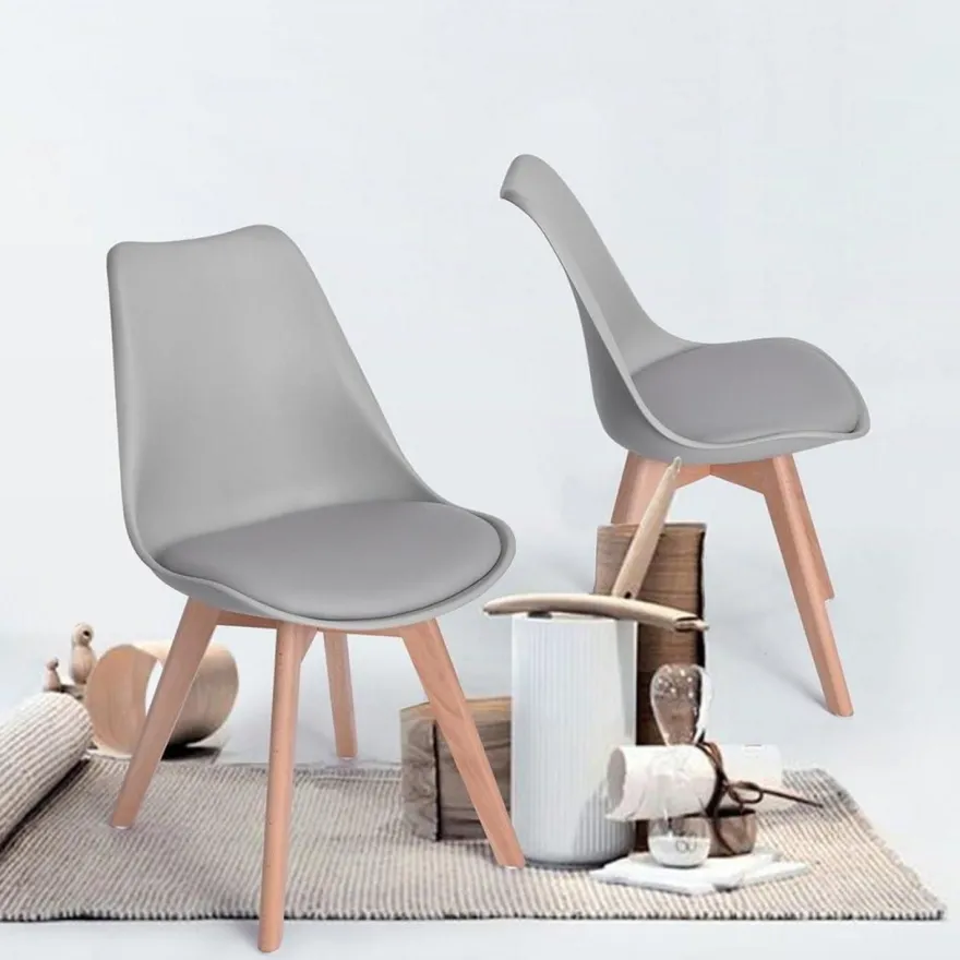 EGGREE 6er Set Esszimmerstühle, gepolstert mit Massivholz Buche Beinen, Retro