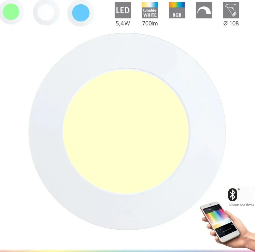 EGLO FUEVA-C smart LED Einbauspot RGB tunable white 12cm EEK: F (Spektrum A-G)
