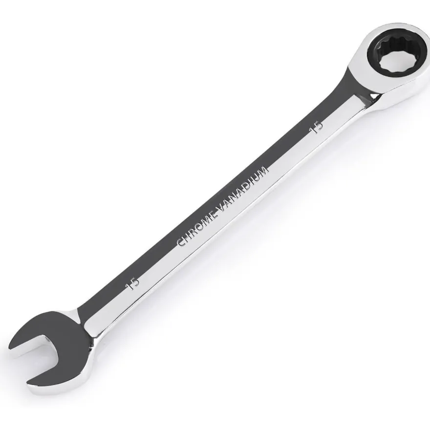 Egofine 15 mm Ratschen-Ringmaulschlüssel, 72-Zahn-Ratsche, CR-V-Stahl