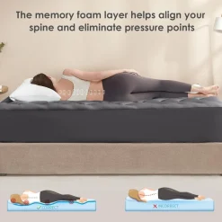 Eheyciga Gel Topper 135x190cm Memory Foam Matratzentopper, Dunkelgrau, 3cm