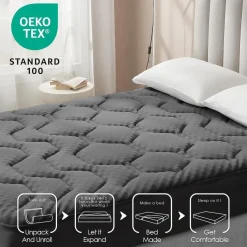 Eheyciga Gel Topper 135x190cm Memory Foam Matratzentopper, Dunkelgrau, 3cm