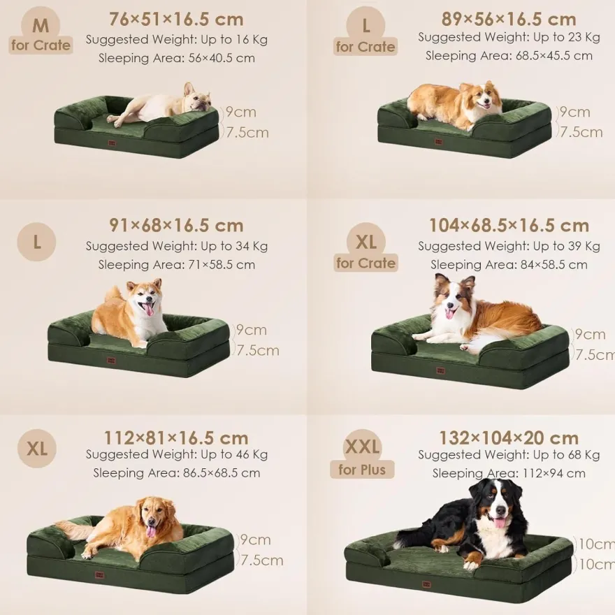 Eheyciga Orthopädisches Hundebett XL (112x81cm) aus Memory Foam, waschbar