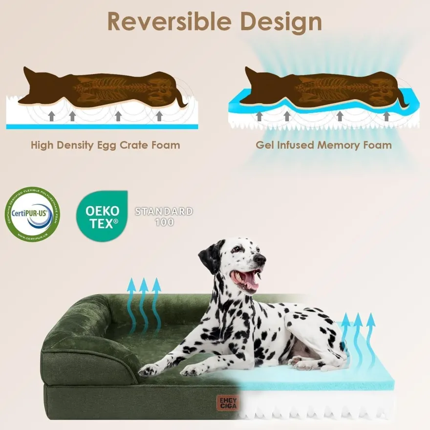 Eheyciga Orthopädisches Hundebett XL (112x81cm) aus Memory Foam, waschbar