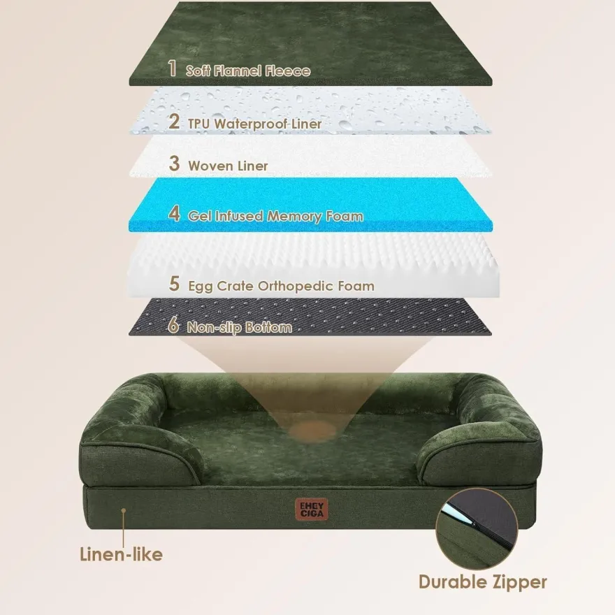 Eheyciga Orthopädisches Hundebett XL (112x81cm) aus Memory Foam, waschbar