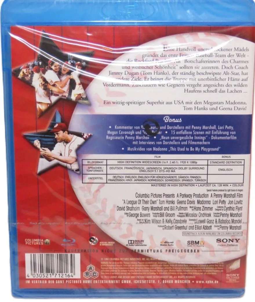 Eine Klasse für sich - Tom Hanks - Madonna - Blu-ray - OVP
