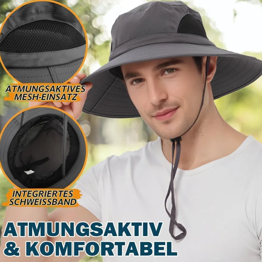 Einskey Sonnenhut Herren, UPF 50+ UV-Schutz, faltbar, atmungsaktiv, mit breiter