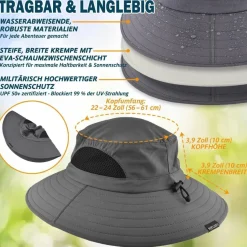 Einskey Sonnenhut Herren, UPF 50+ UV-Schutz, faltbar, atmungsaktiv, mit breiter