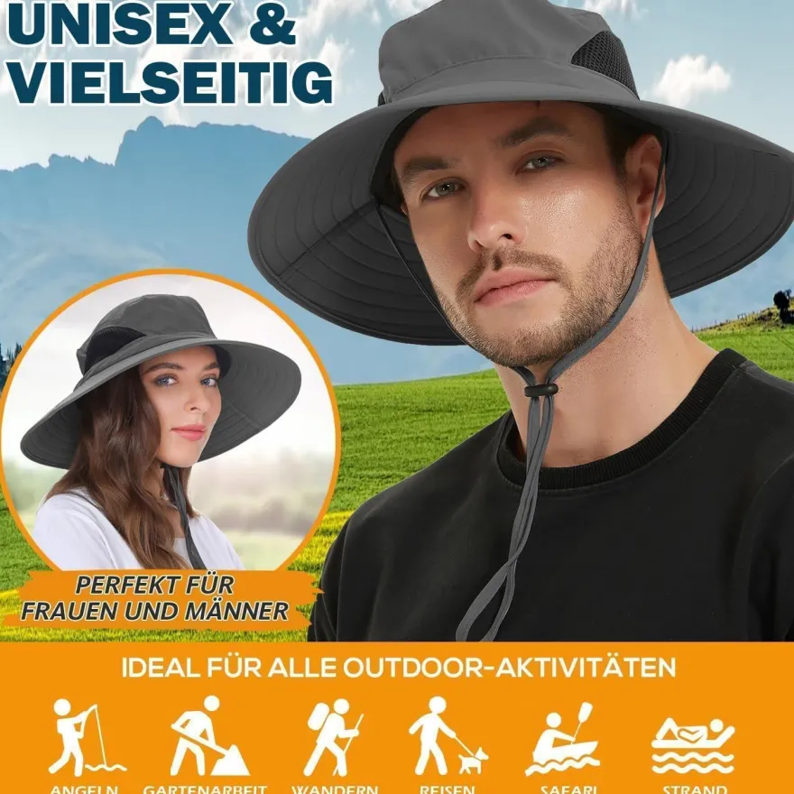 Einskey Sonnenhut Herren, UPF 50+ UV-Schutz, faltbar, atmungsaktiv, mit breiter
