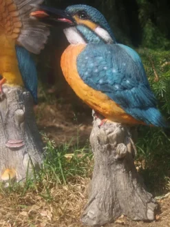 Eisvogel Deko Figur Vogel Gartenfigur Groß Teichdeko lebensecht Neuheit (Gr. Groß)