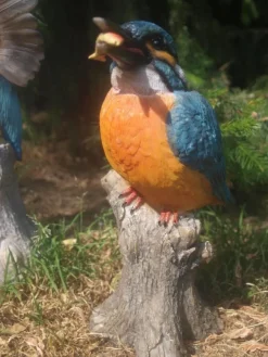 Eisvogel Deko Figur Vogel Gartenfigur Groß Teichdeko lebensecht Neuheit (Gr. Groß)