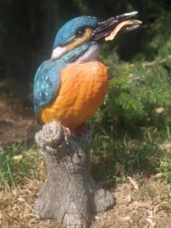 Eisvogel Deko Figur Vogel Gartenfigur Groß Teichdeko lebensecht Neuheit (Gr. Groß)
