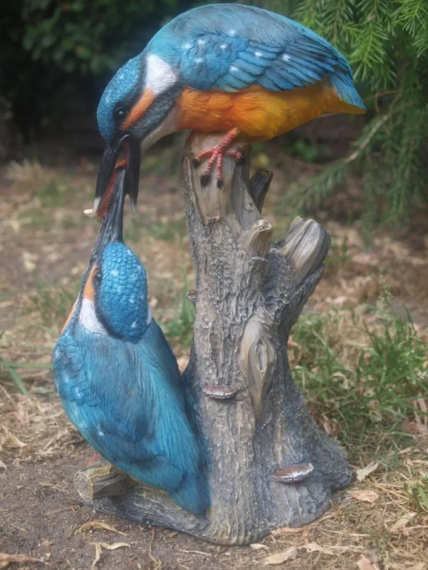 Eisvogel Deko Figur Vogel Gartenfigur Groß Teichdeko lebensecht Neuheit (Gr. Groß)