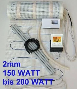 elektrische FUßBODENHEIZUNG qm 1 1,5 2 2,5 5 3 4 5 6 7 8 9 10 12 14 16 18 20 21 24m²
