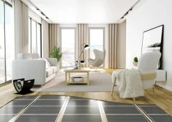 Elektrische Fußbodenheizung Heizfolie 230V – Thermostat – Leistung 140 W/ m2