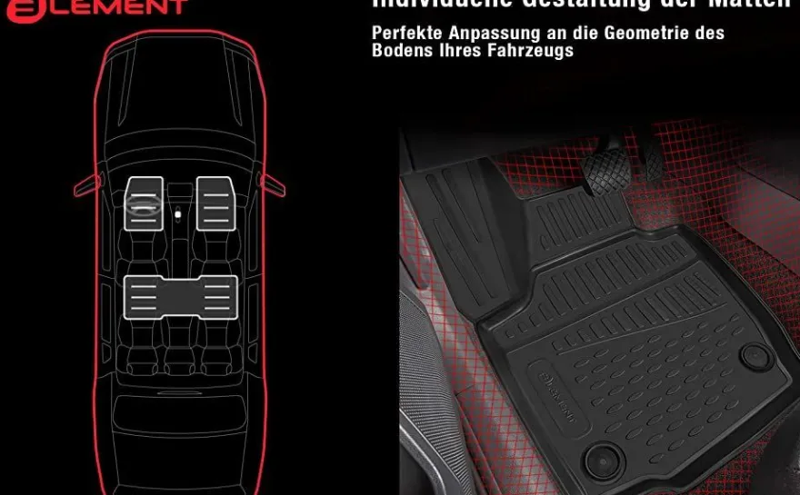 Element Gummi-Fußmatten 3D für Porsche 911, 2019->, Coupe, 4 tlg