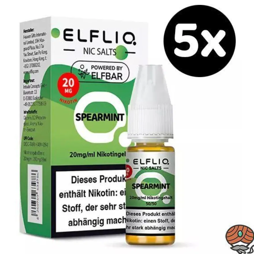 ELFLIQ by ELFBAR Spearmint, * 20mg/ml* Nikotinsalz, Liquid 5x 10ml
