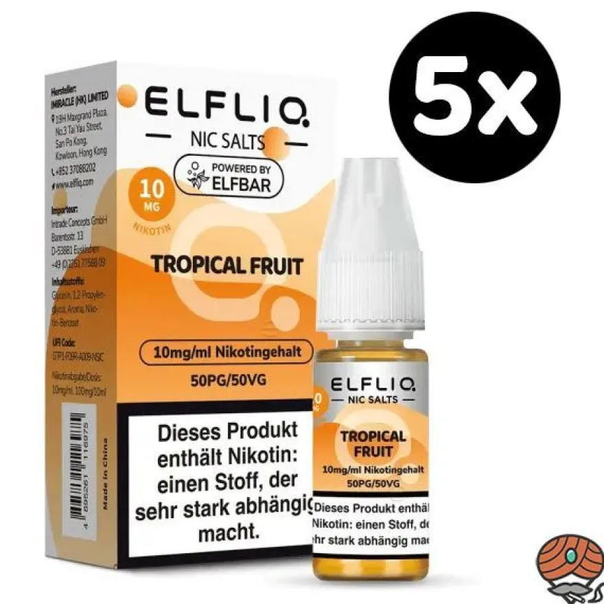 ELFLIQ by ELFBAR Tropical Fruit * 10mg/ml* Nikotinsalz, Liquid 5x 10ml