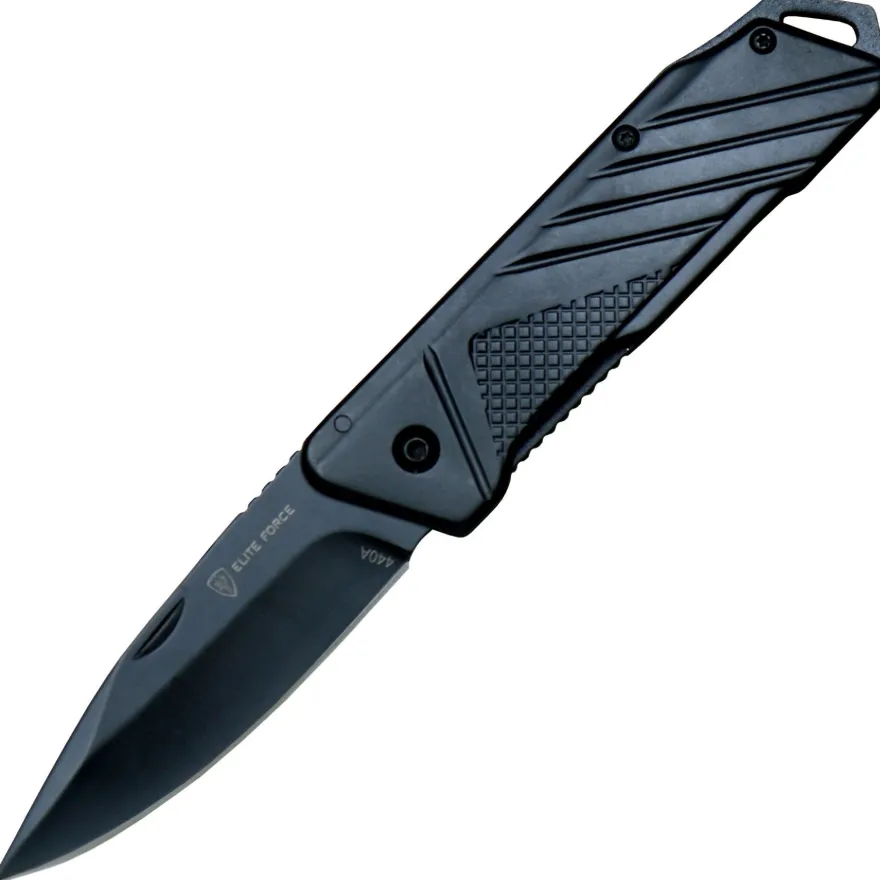 Elite Force Taschenmesser, EF 162, komplett aus Edelstahl, schwarz, mit Gürtelclip