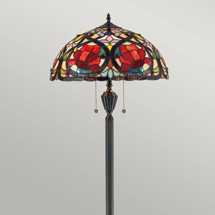 Elstead Larissa 2-flammig Stehlampe Tiffany Stil Bronze design