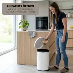 eluno Abfalleimer Vintage, Treteimer, 20 Liter aus Metall