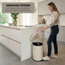 eluno Abfalleimer Vintage, Treteimer, 20 Liter aus Metall