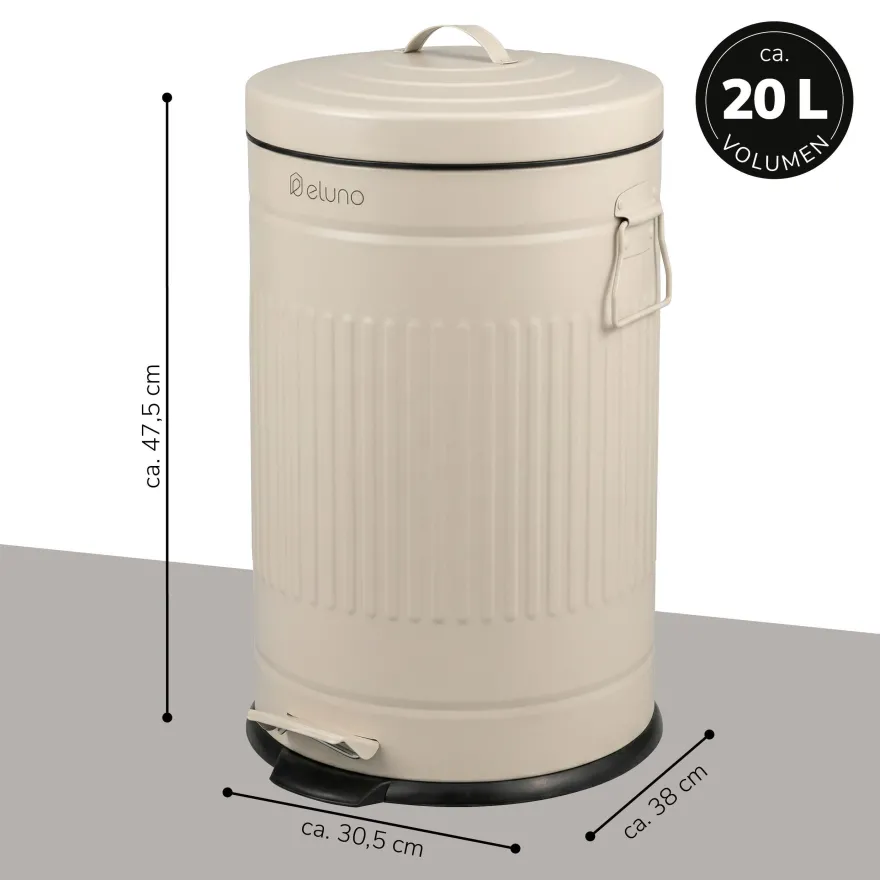 eluno Abfalleimer Vintage, Treteimer, 20 Liter aus Metall