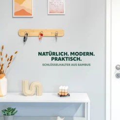 eluno Schlüsselbrett, magnetische Schlüsselleiste aus Bambus