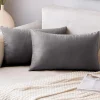 EMEMA 2er Set Samt Kissenbezüge 30x50 cm Grau - Weich & Dekorativ für Sofa