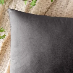 EMEMA 2er Set Samt Kissenbezüge 30x50 cm Grau - Weich & Dekorativ für Sofa