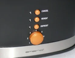 Emerio TO-108126.5 Toaster 820W Krümel Auftau Aufback Stopp Brotaufsatz BLK ORG