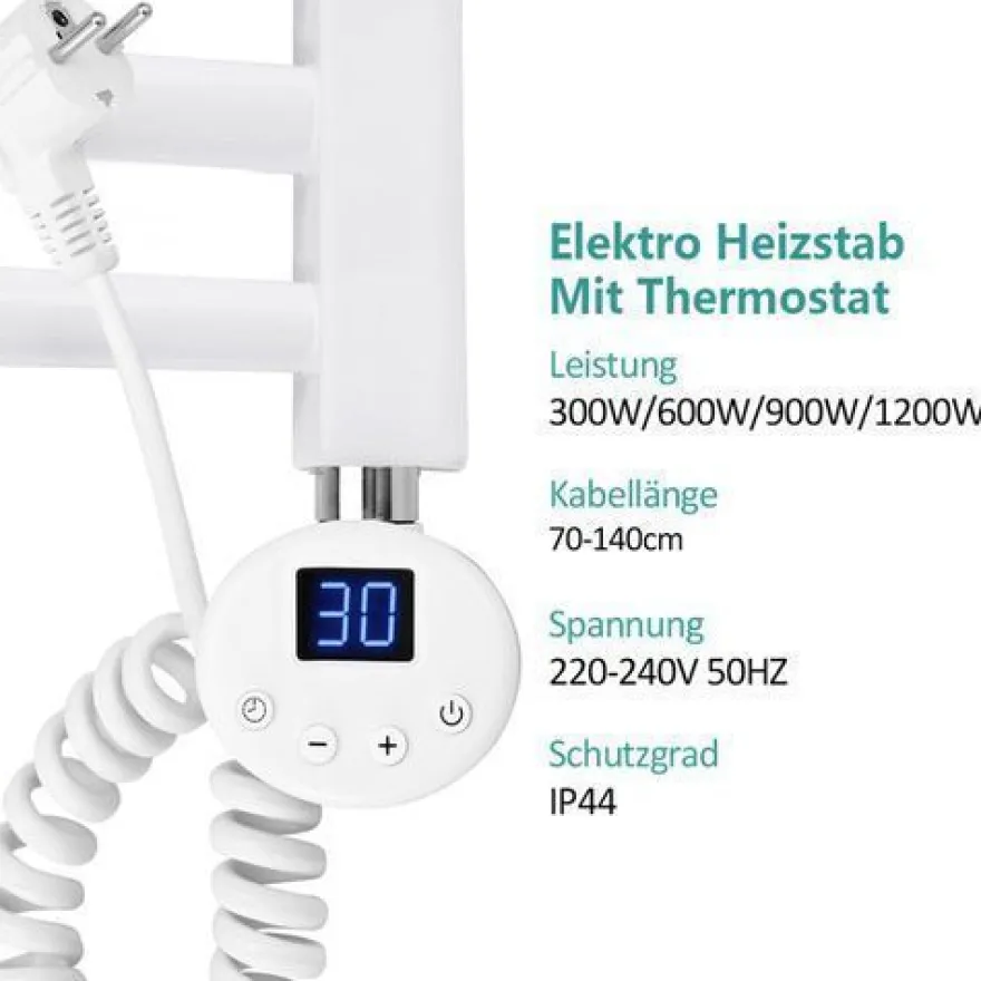 EMKE Badheizkörper Elektro Heizstab 300W-1200W Heizpatrone Mit Temperaturregelung