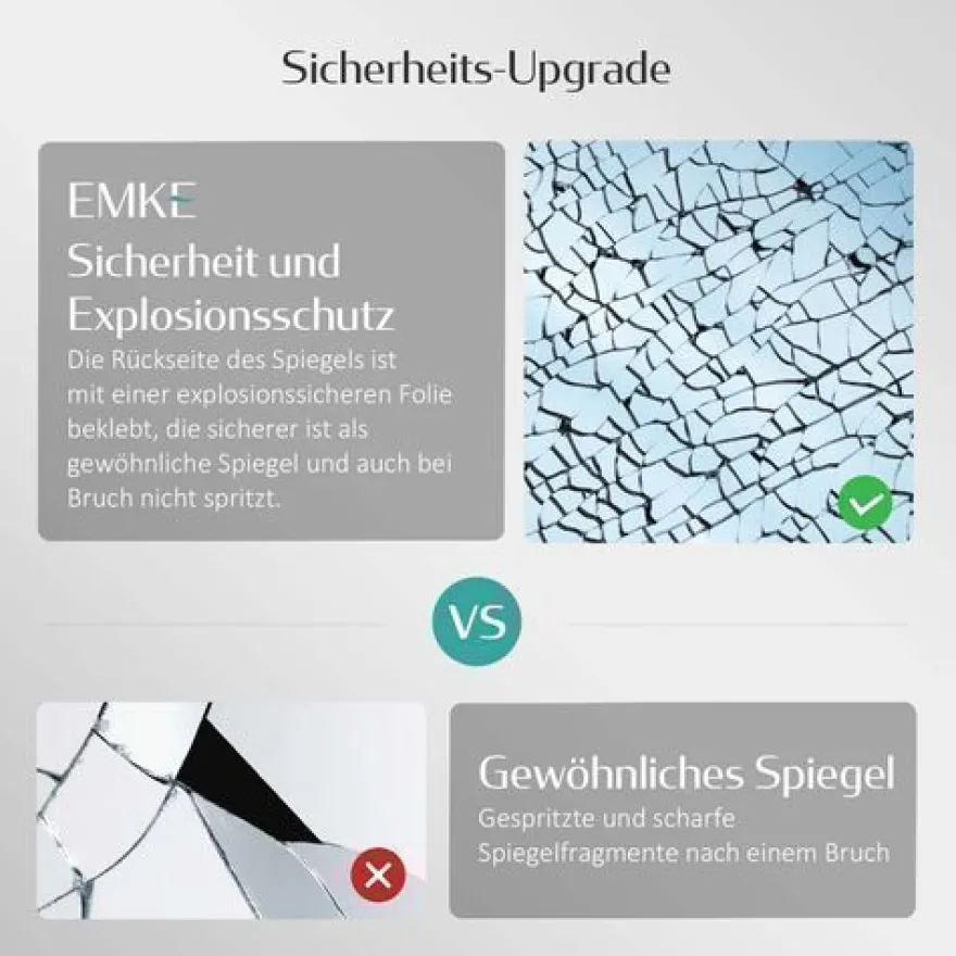 EMKE Badspiegel Mit LED Beleuchtung Wandspiegel Beschlagfrei 3 Lichtfarbe 80x60