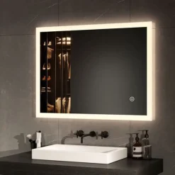 EMKE Badspiegel Mit LED Beleuchtung Wandspiegel Beschlagfrei 3 Lichtfarbe 80x60