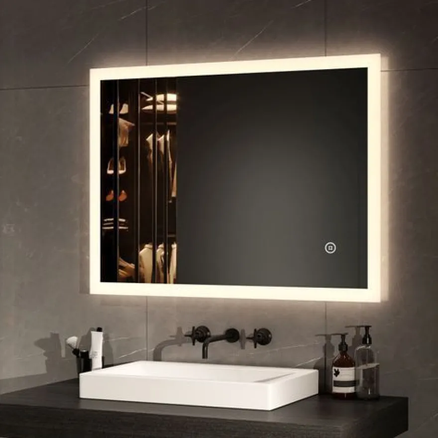 EMKE Badspiegel Mit LED Beleuchtung Wandspiegel Beschlagfrei 3 Lichtfarbe 80x60