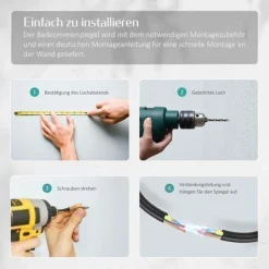 EMKE Badspiegel Mit LED Beleuchtung Wandspiegel Beschlagfrei 3 Lichtfarbe 80x60