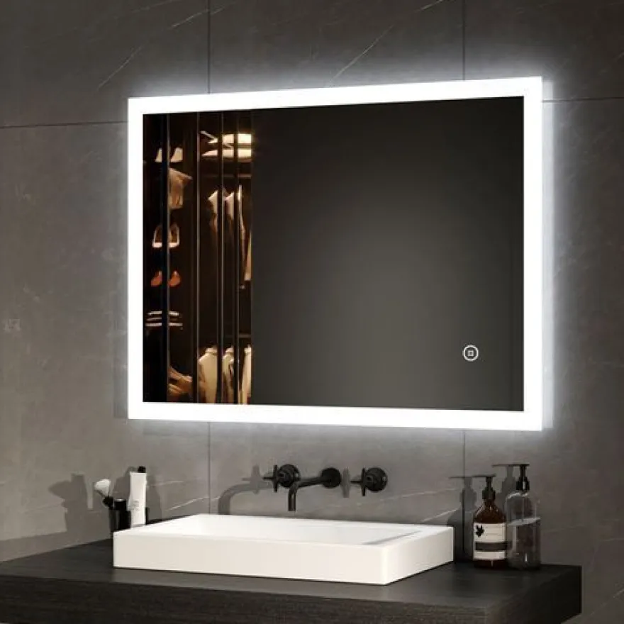 EMKE Badspiegel Mit LED Beleuchtung Wandspiegel Beschlagfrei 3 Lichtfarbe 80x60