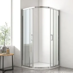EMKE Duschkabine 90x90x195 Schiebetür Runddusche Viertelkreis Nano Dusche ESG