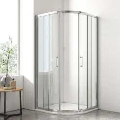 EMKE Duschkabine 90x90x195 Schiebetür Runddusche Viertelkreis Nano Dusche ESG