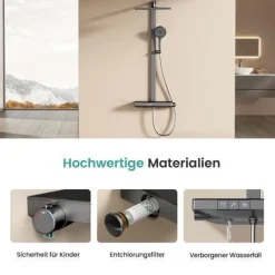 EMKE Duschsystem Mit Thermostat Duscharmatur Regendusche Duschset Dusche