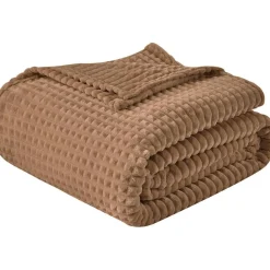 EMME Kuscheldecke 200x230cm, Flauschige Fleecedecke mit 3D-Touch-Erlebnis, Braun
