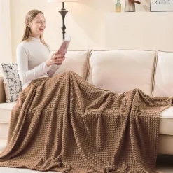 EMME Kuscheldecke 200x230cm, Flauschige Fleecedecke mit 3D-Touch-Erlebnis, Braun