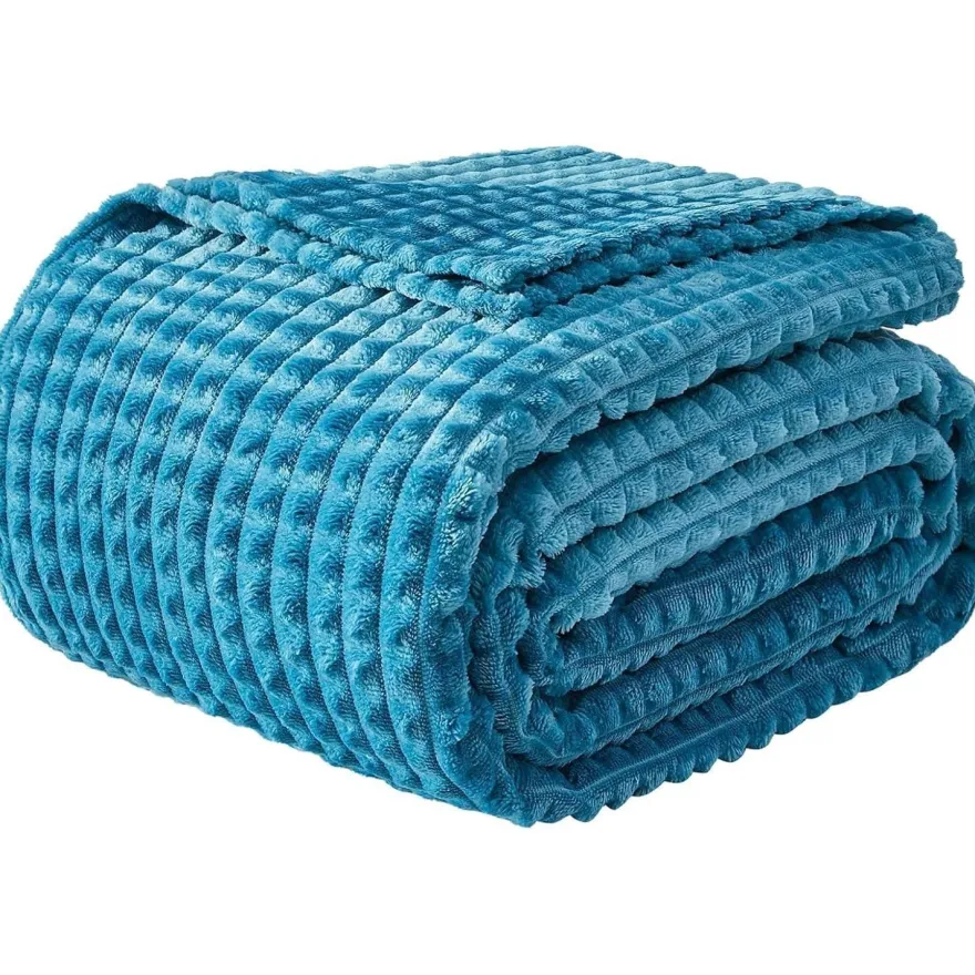 EMME Kuscheldecke 200x230cm, flauschig und warm mit 3D-Touch-Erlebnis, Türkis